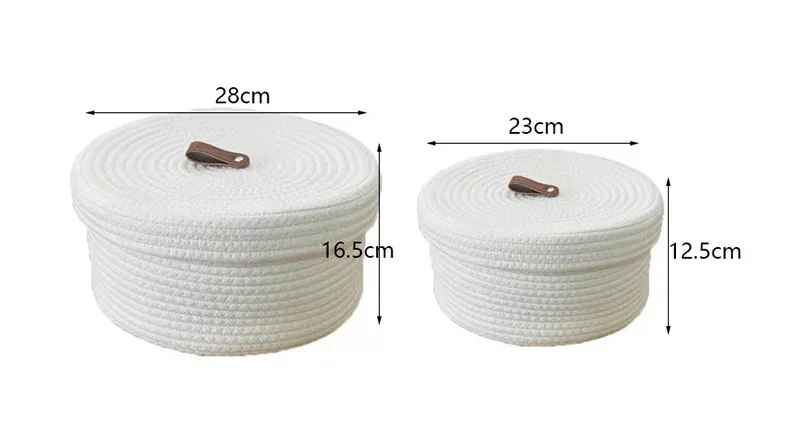 paniers de rangement conton tresse naturel blanc dimensions 2 tailles