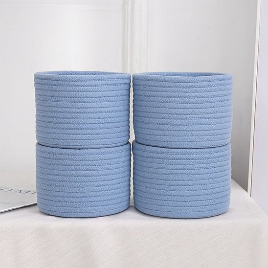 Paniers de rangement en coton bleu