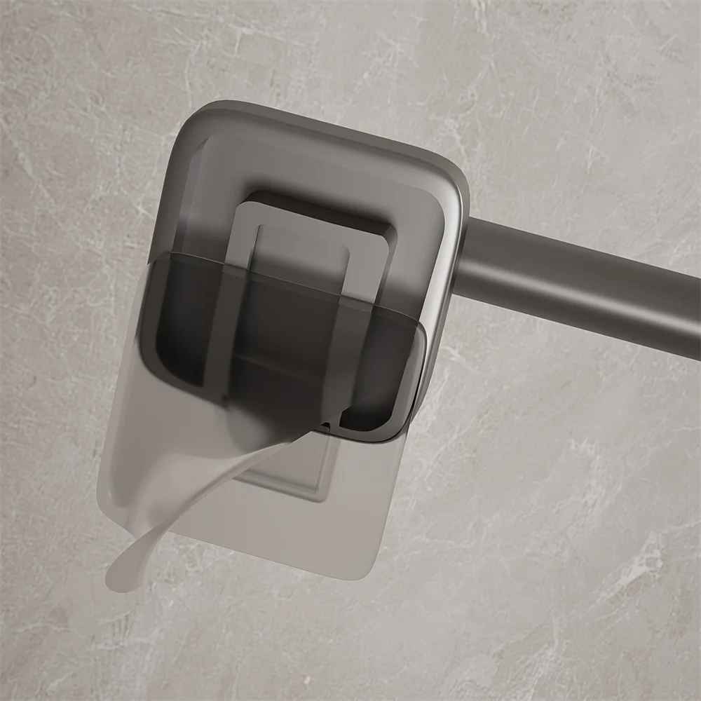 porte serviette mural noir systeme fixation adhesif