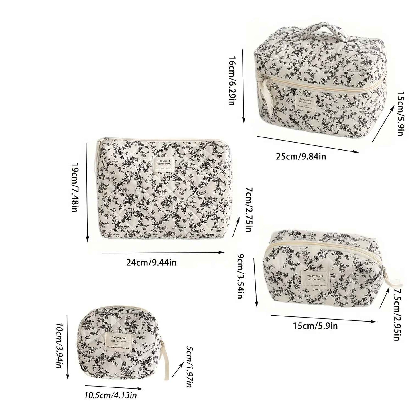 trousses maquillage en coton 4 modeles dimensions