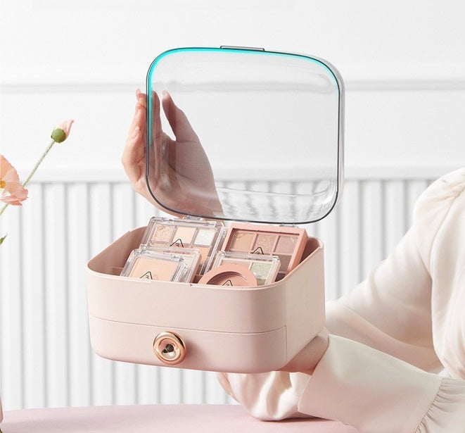 boite pour ranger le maquillage poudre fard rose poudre