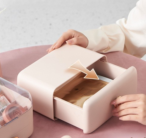 boite pour ranger le maquillage tiroir rose