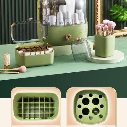 boite pour ranger maquillage rouge a levres presentation vert