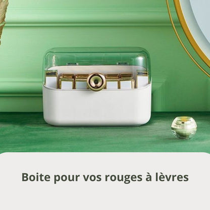 boite pour ranger maquillage rouge a levres ecru