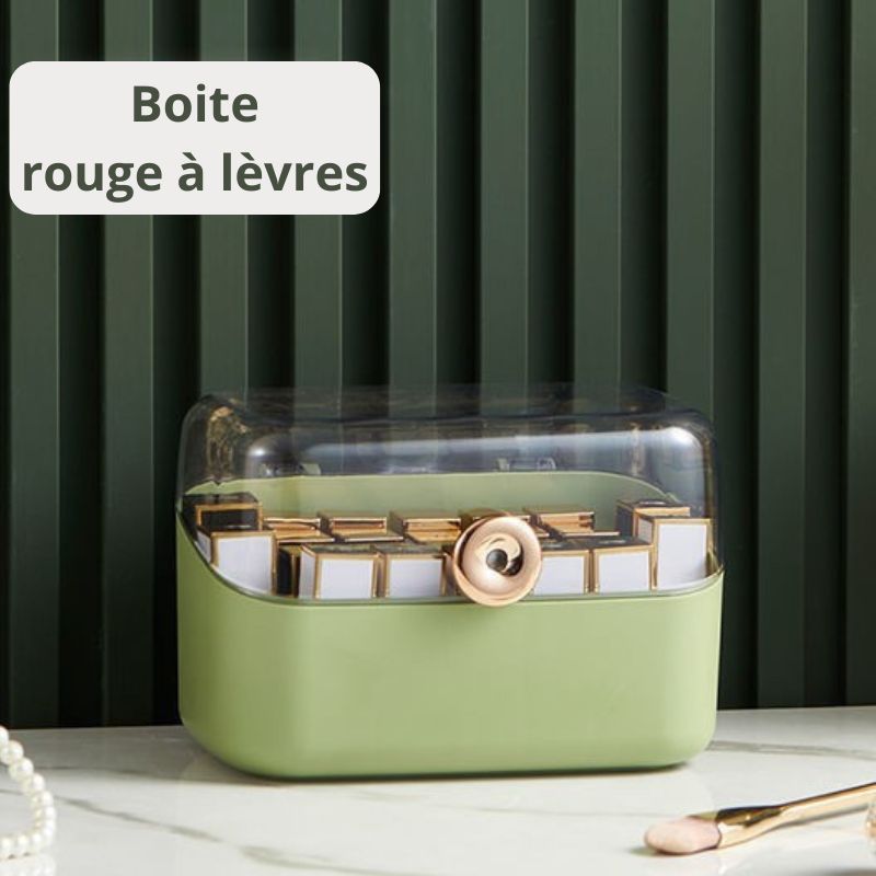 boite pour ranger maquillage rouge levre verte
