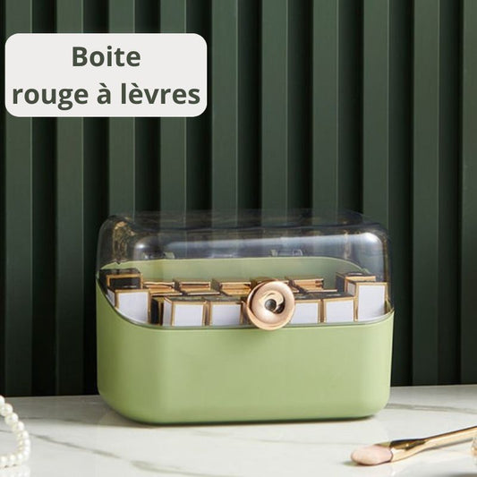 boite pour ranger maquillage rouge levre verte
