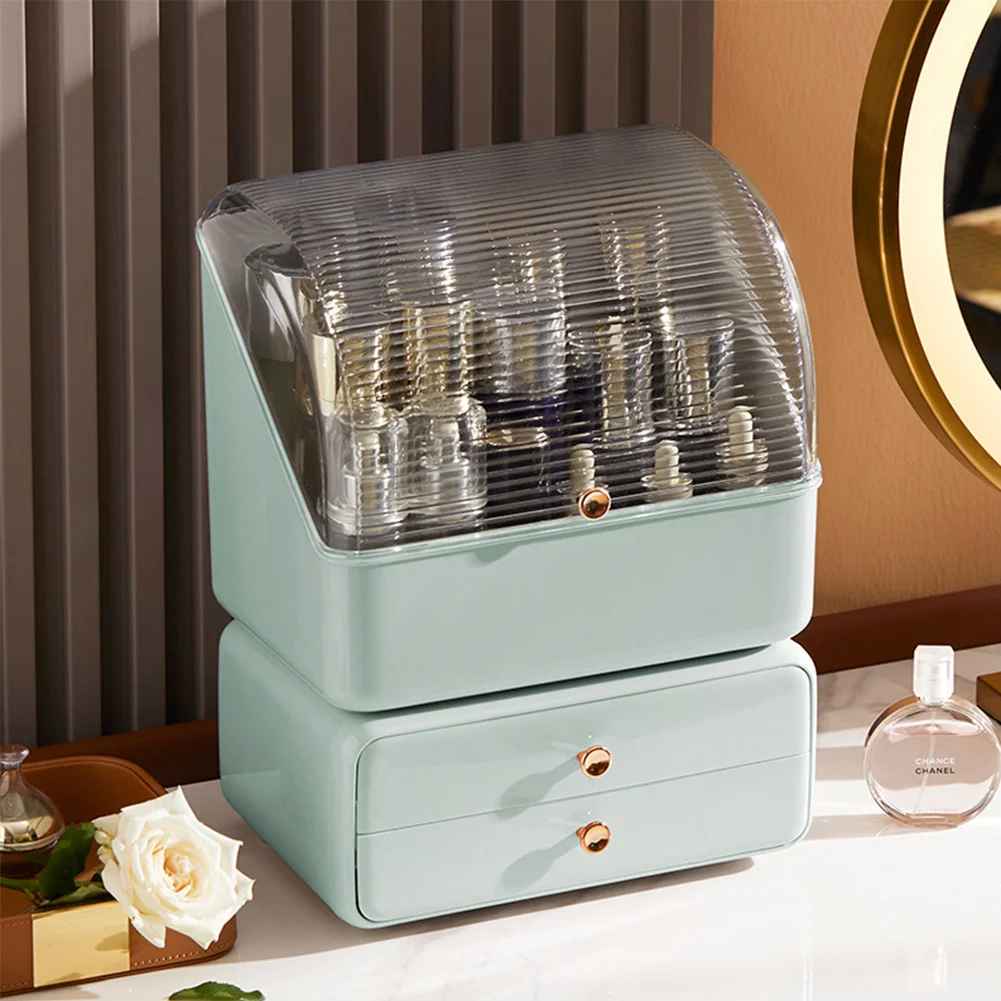 boite rangement maquillage vert complet salle de bain