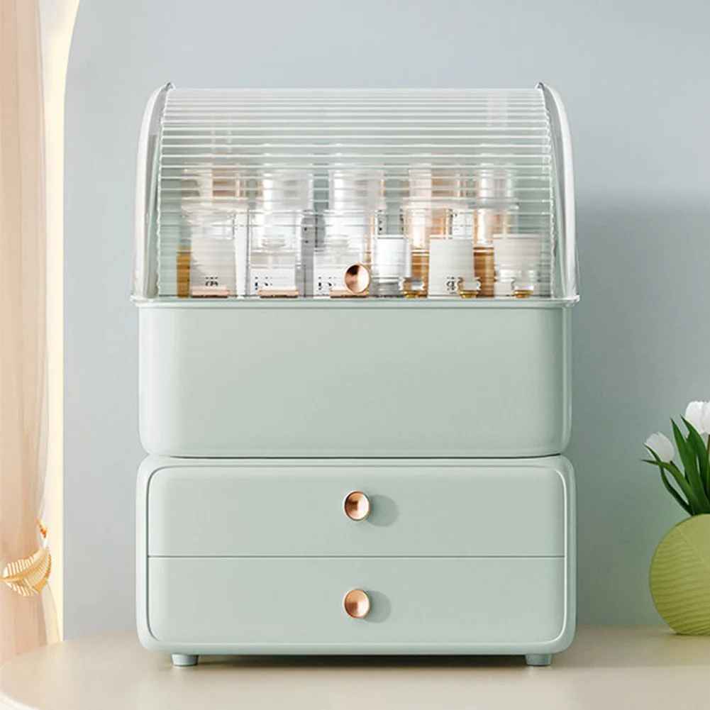 boite rangement maquillage vert face salle bain