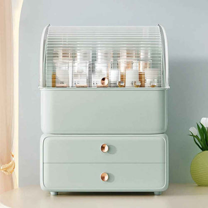 boite rangement maquillage vert face salle bain