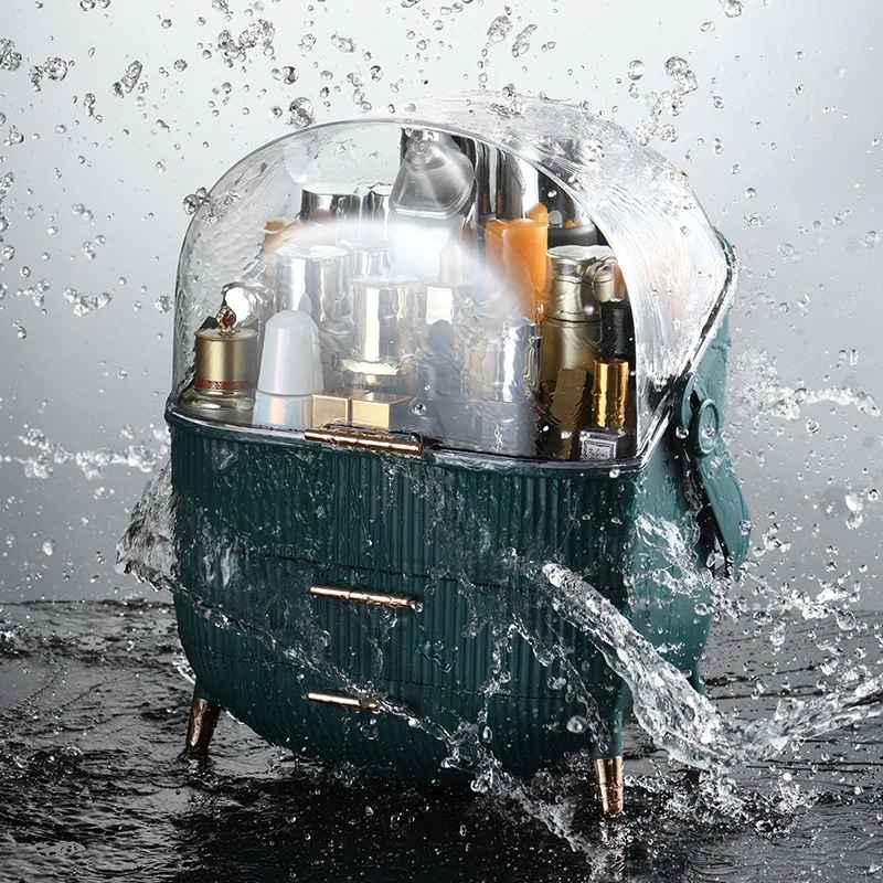 organisateur de maquillage vert eclaboussures