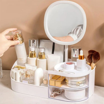 Organisateur maquillage blanc avec miroir