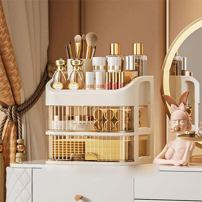 Organisateur maquillage sur coiffeuse