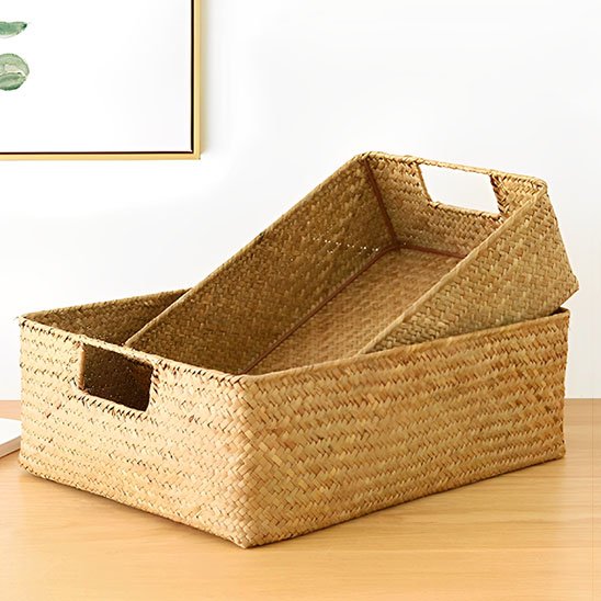 panier de rangement 2 tailles empilées