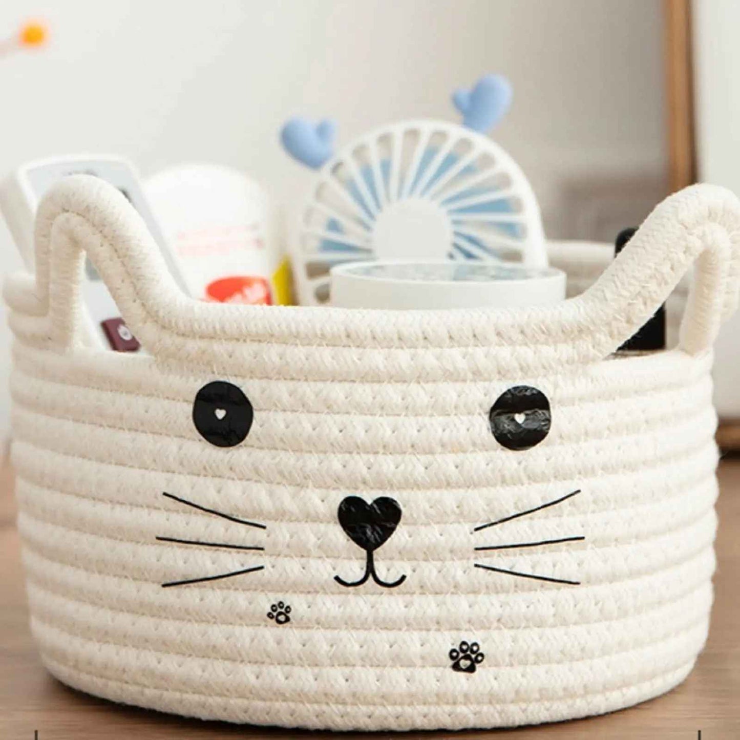 panier de rangement chat blanc