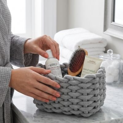 Panier de rangement salle de bain gris
