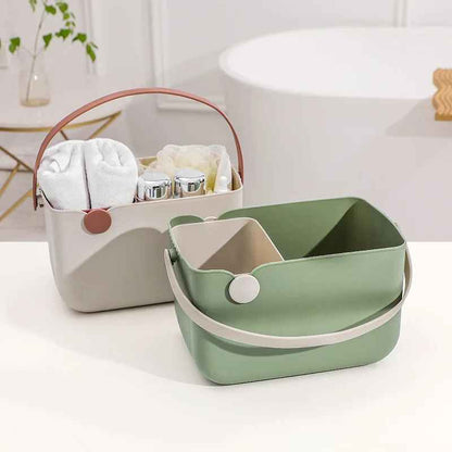 panier de rangement salle de bain rectangle silicone beige vert