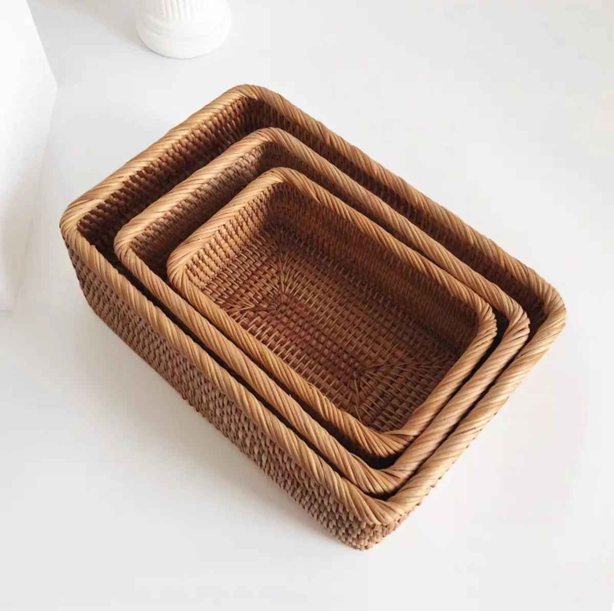 panier en osier salle de bain trio de 3 tailles