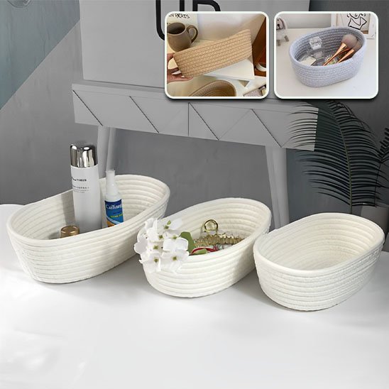Panier rangement salle de bain blanc