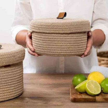 paniers de rangement conton tresse naturel beige