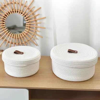 paniers de rangement conton tresse naturel blanc 2 tailles ferme
