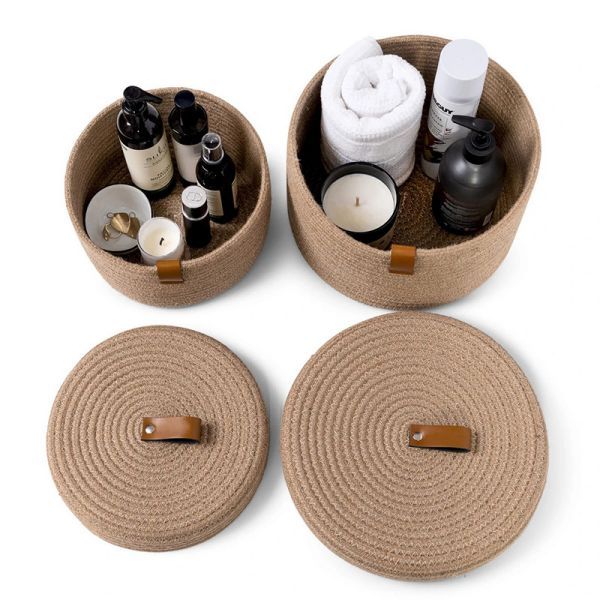 paniers de rangement conton tresse naturel vie de dessus