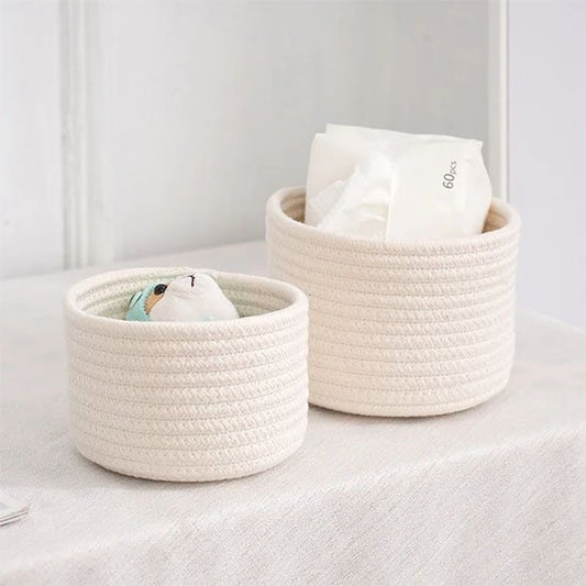 Paniers de rangement en coton blanc set de 2