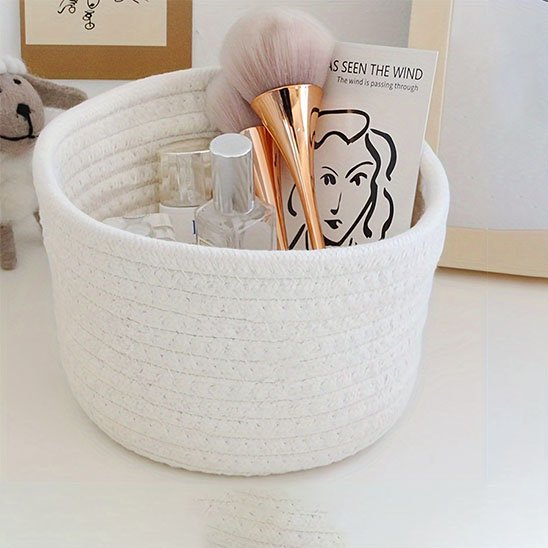 Paniers de rangement en coton blanc