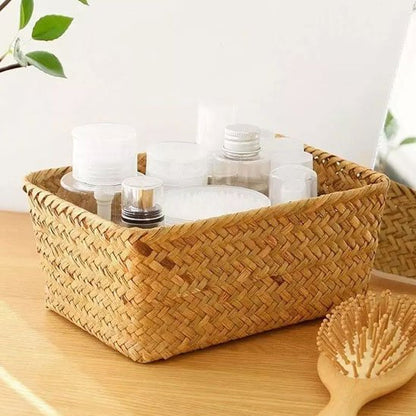 Paniers osier rangement dans salle de bain