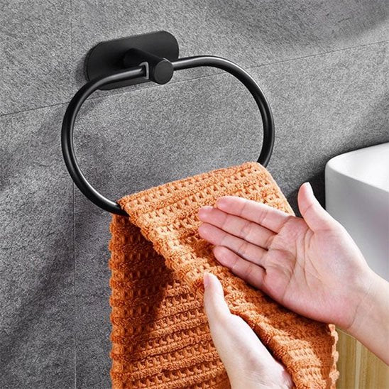 Porte serviette anneau oval noir 