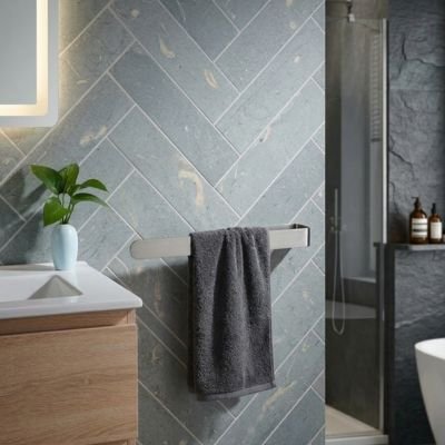 Porte serviette en acier brossé gris