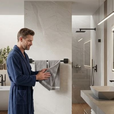 Porte serviette mural dans salle de douche