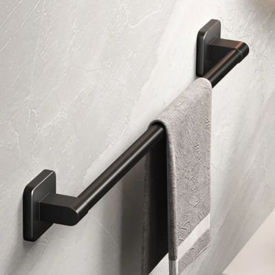 Porte serviette mural noir avec 1 serviette