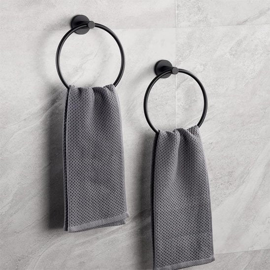 Porte serviette rond noir 2 a cote