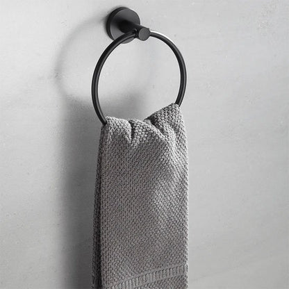Porte serviette rond noir avec serviette