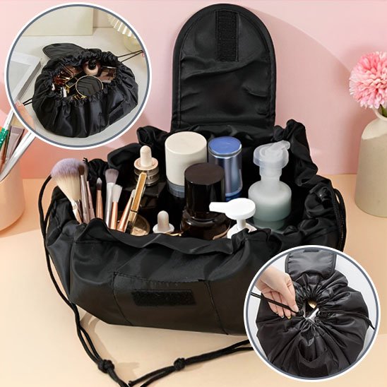 trousse à maquillage bourse noire avec vignette