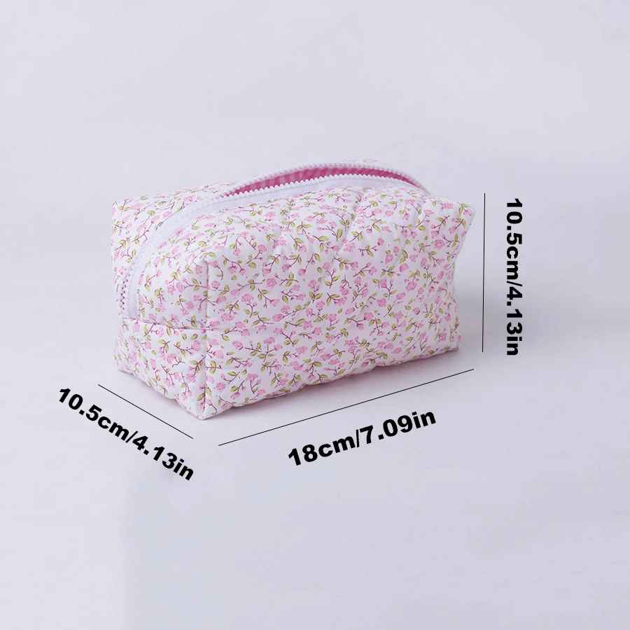 trousse a maquillage motif fleuri rose dimensions