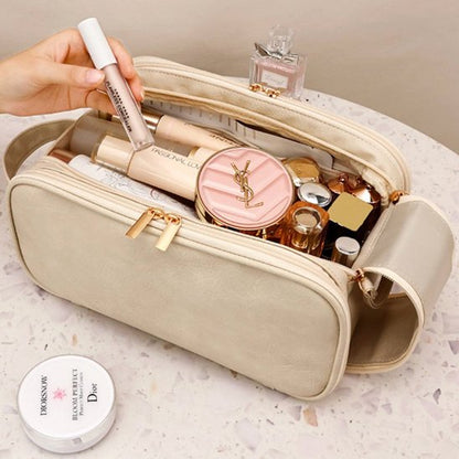 Trousse de maquillage beige femme range un produit