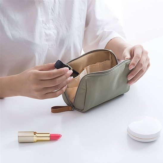Trousse de maquillage pochette verte