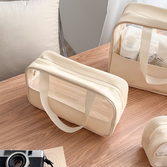 Trousse de toilette beige taille moyen