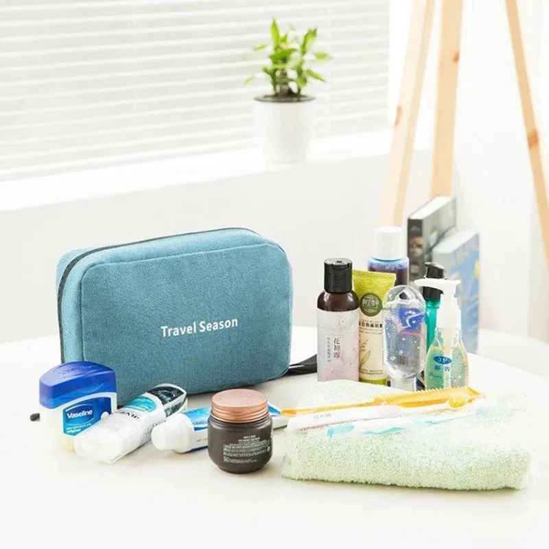 trousse de toilette elegance pliable bleu clair salle de bain