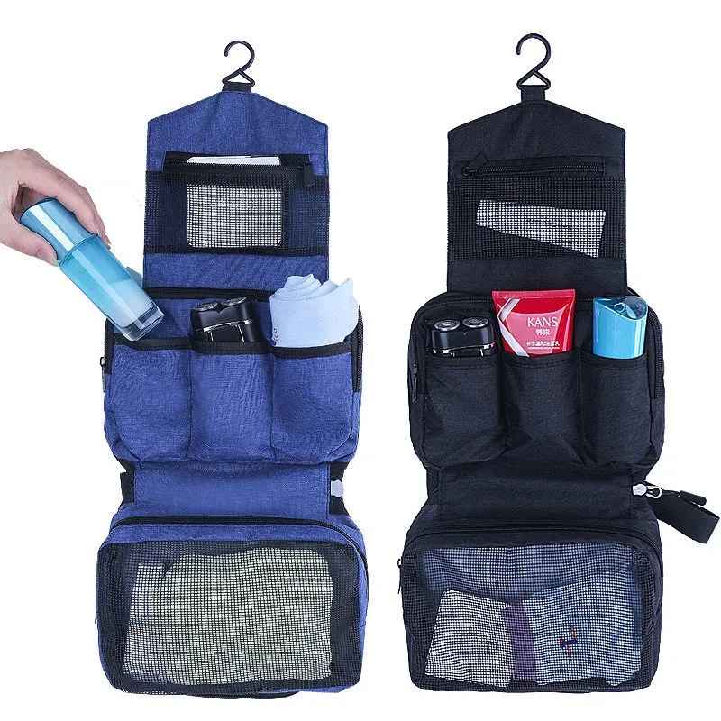 trousse de toilette elegance pliable bleu noir