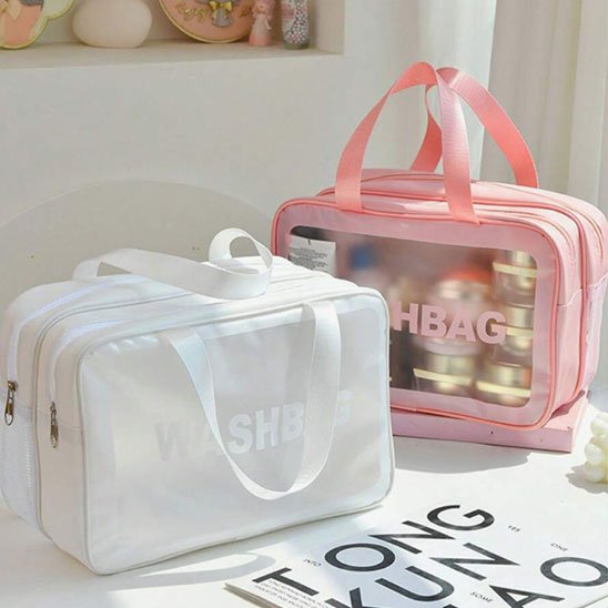 Trousse de toilette femme blanc et rose