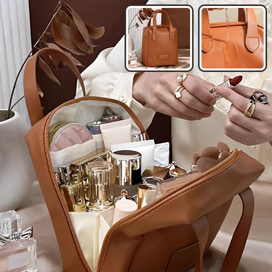 trousse de toilette femme camel