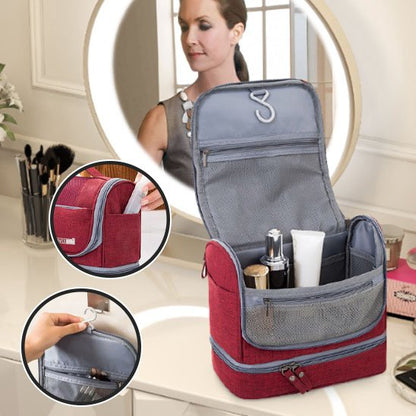 Trousse de toilette femme grand format ouverte rouge