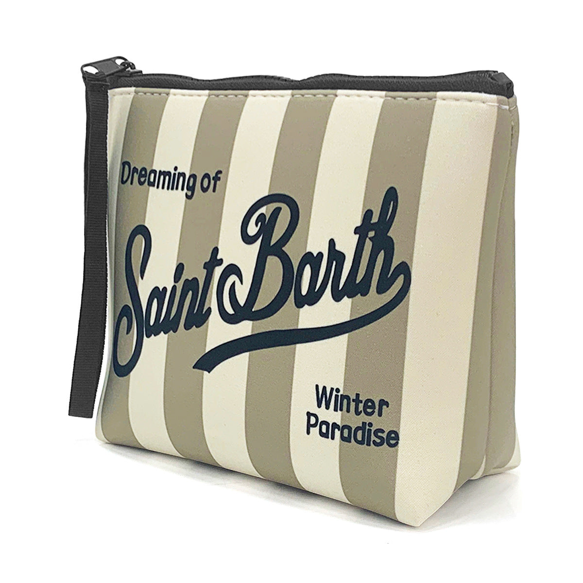 trousse de toilette femme saint barth rayee beige blanc