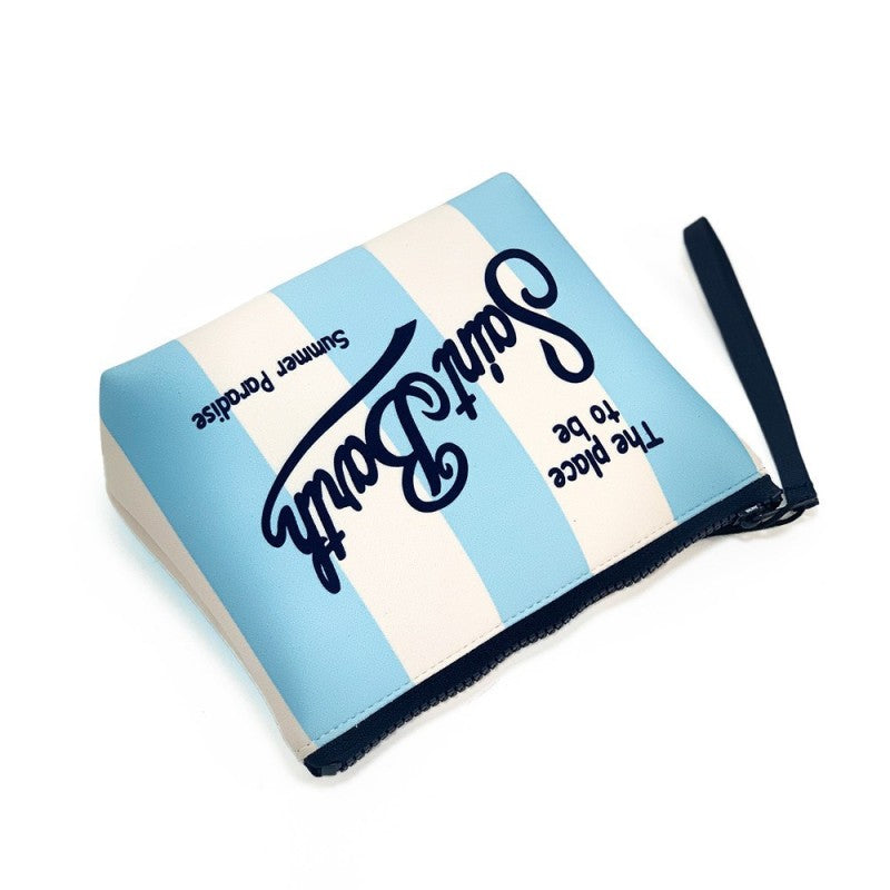 trousse de toilette femme saint barth rayee bleu blanc