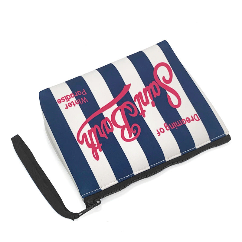 trousse de toilette femme saint barth rayee bleu marine blanc