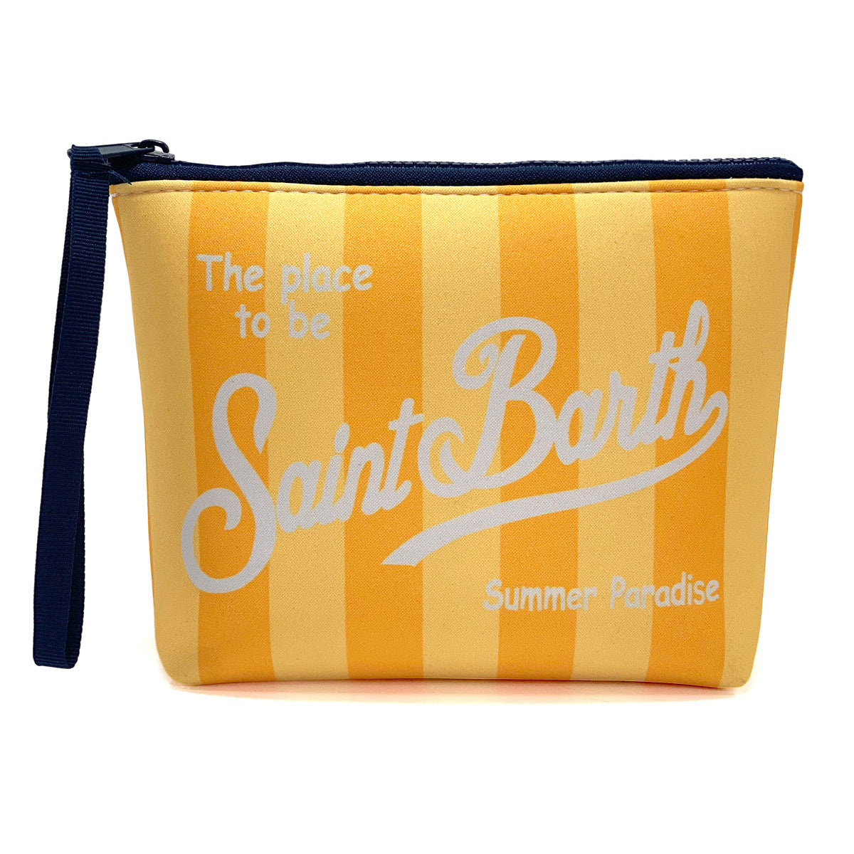 trousse de toilette femme saint barth rayee jaune