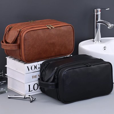 Trousse de toilette homme marron et noire