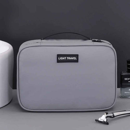 trousse de toilette homme rigide grise face